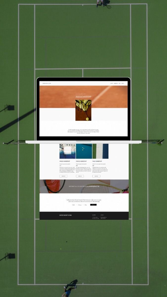 Tennis & Swim Club Website Design