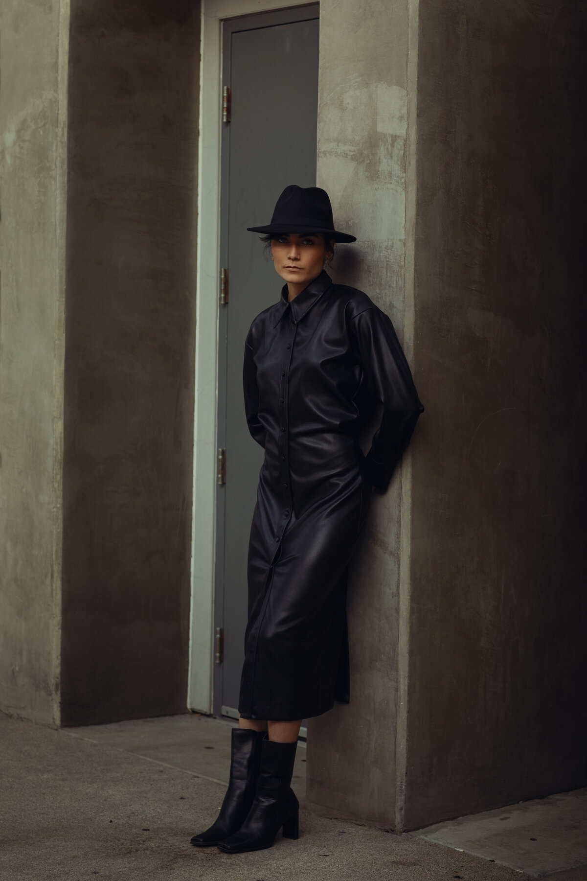 Portrait Photo Of Young Woman In Black Coat Los Angeles