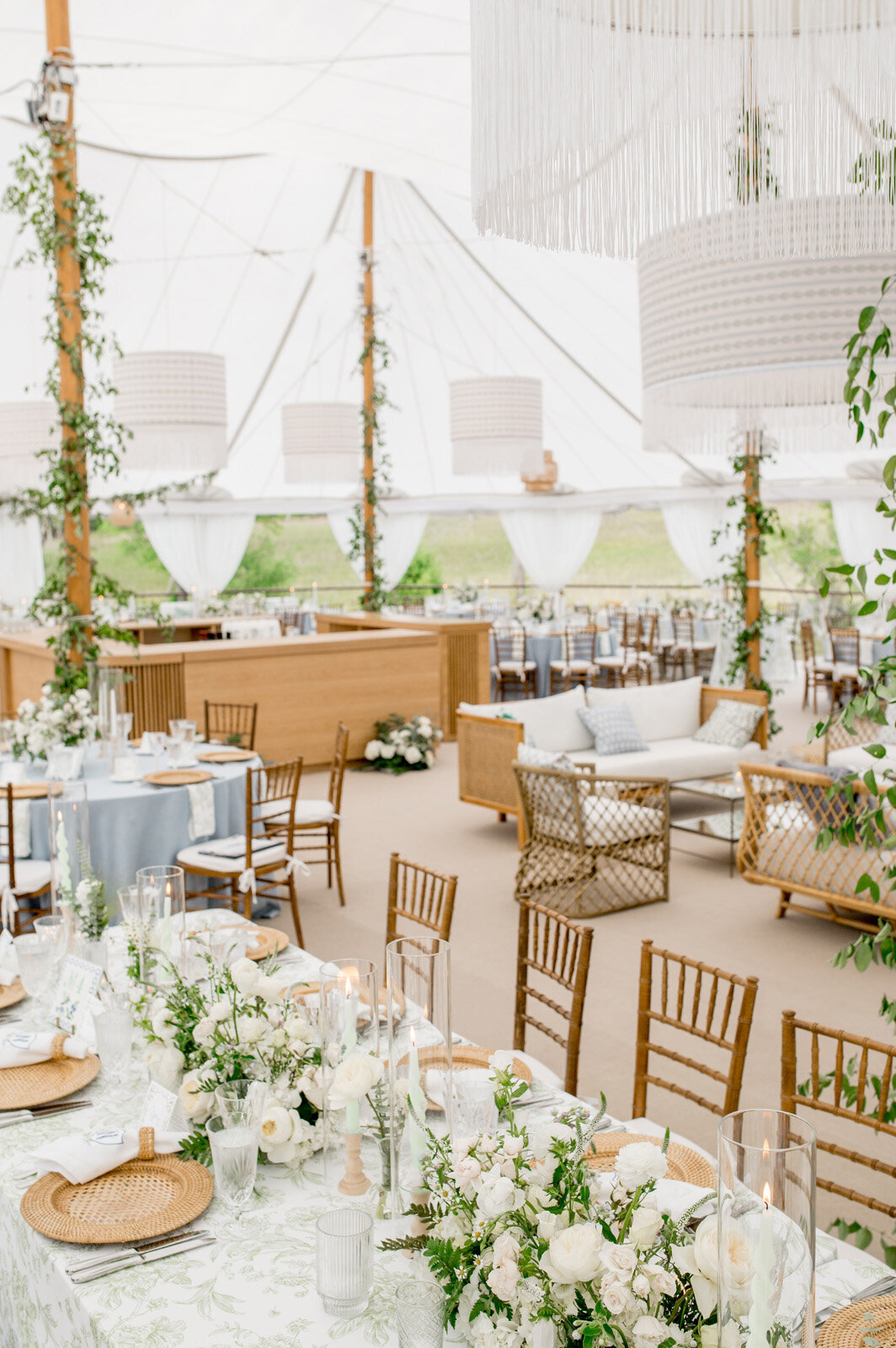 Immersive and Luxury Private Estate and Tented Wedding with Blue, Green and White Color Palette-26