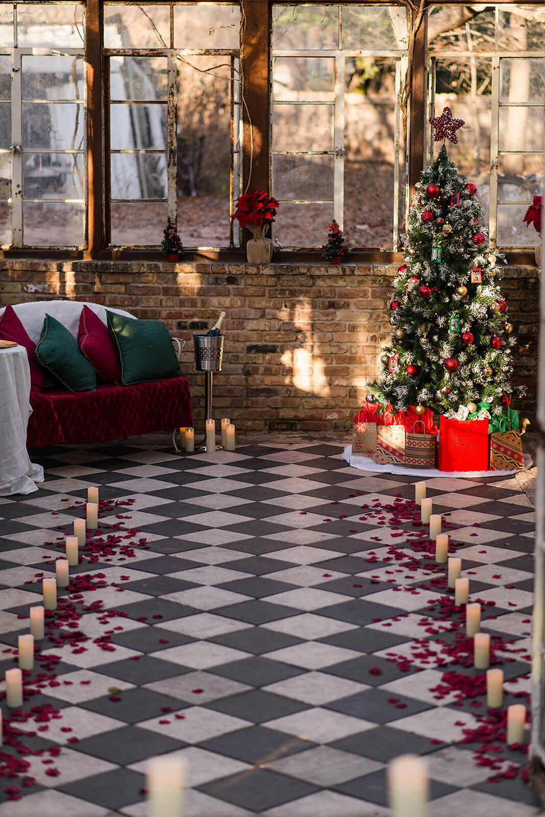 Plan the perfect proposal candlelit walkway to Christmas tree