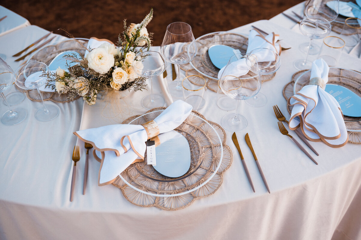 flatlay of wedding table