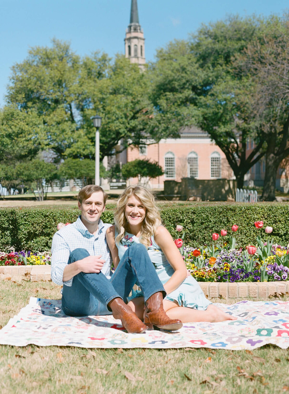 A wedding engagement session photo taken in Fort Worth Texas