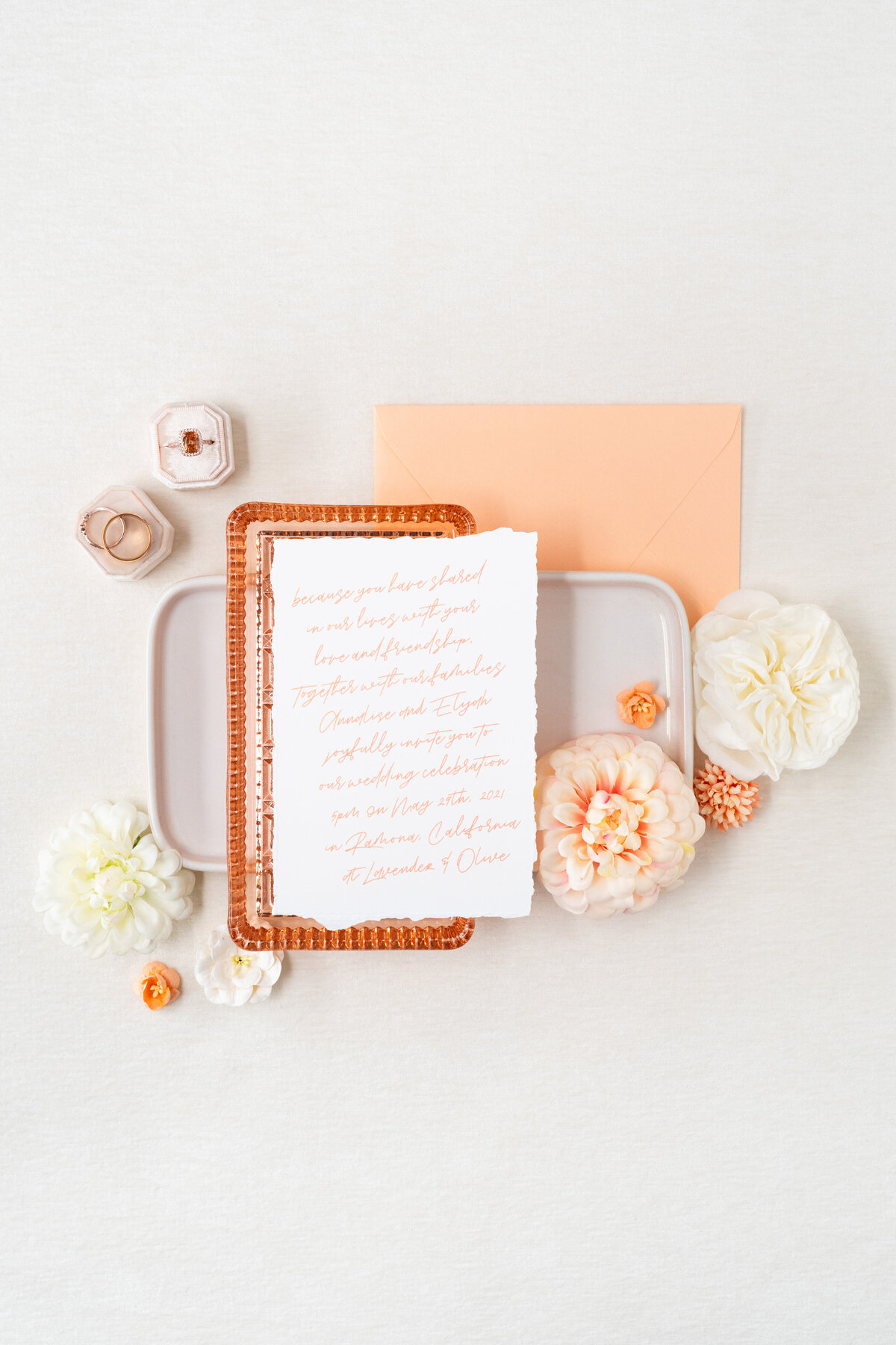 deckled-edge-wedding-invitations-peach-coral