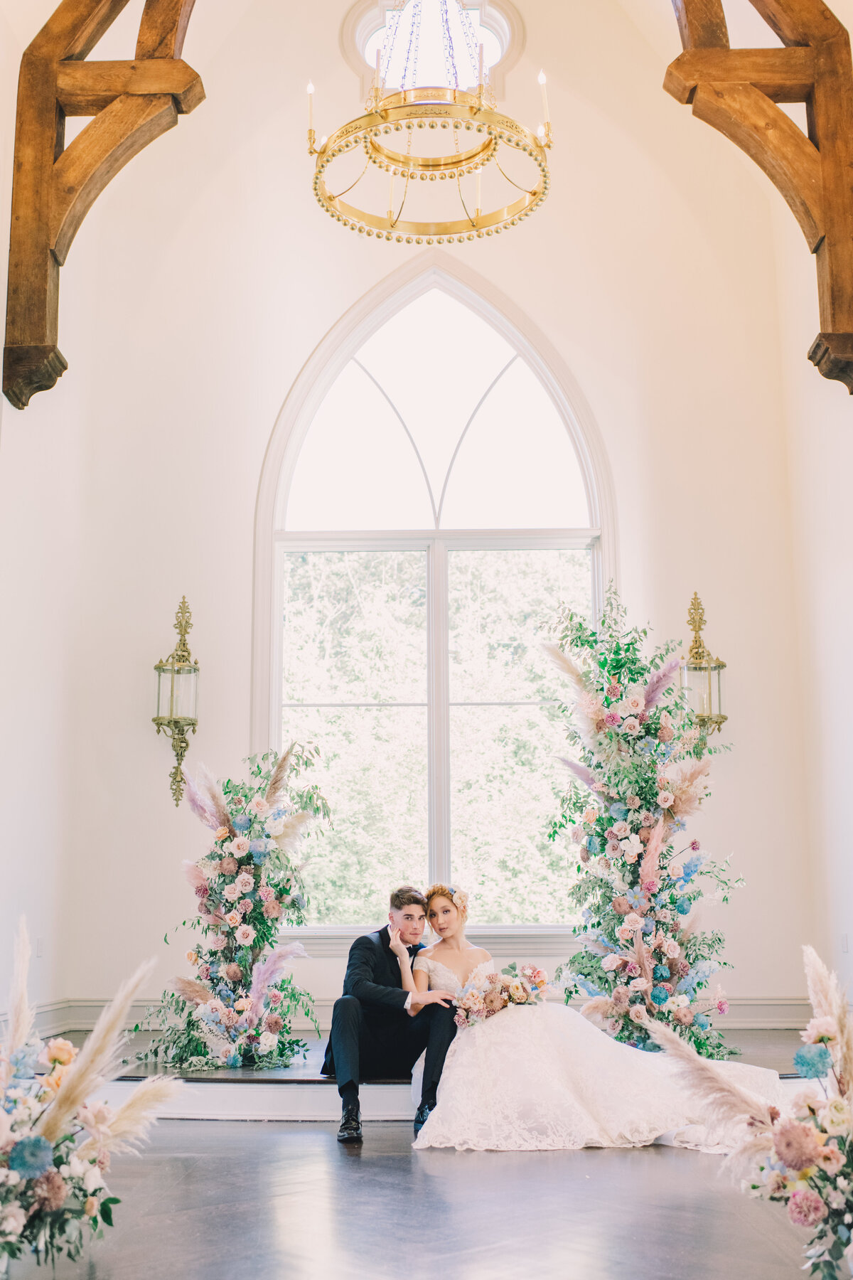 Pastel Floral Chapel Wedding NC -43