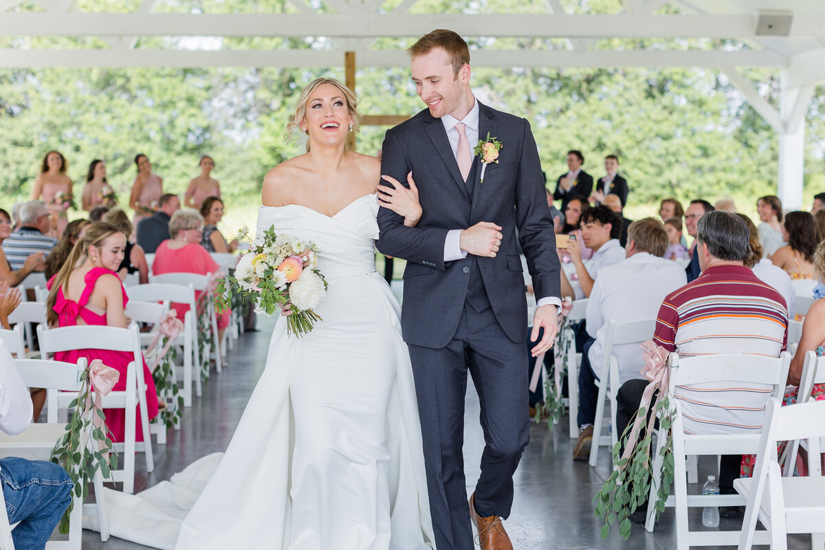 Ceremony in the pavilion at Emerson fields wedding venue