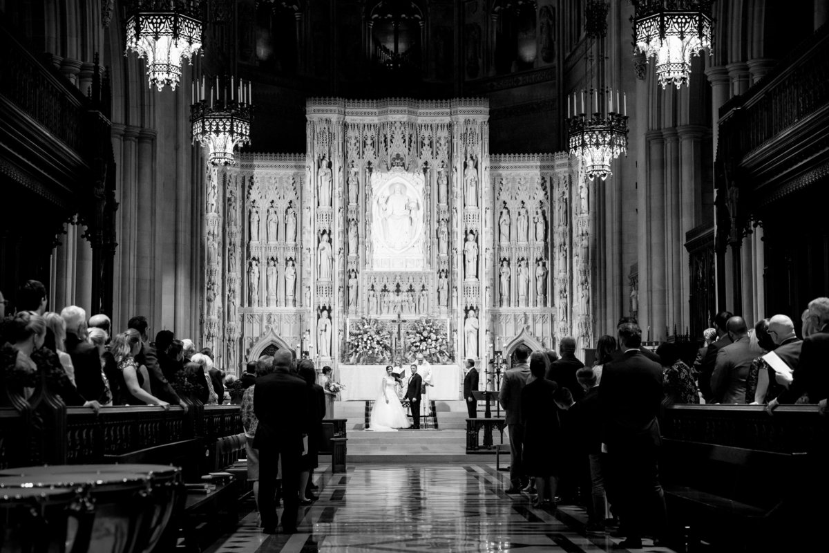 An indoor, chapel ceremony at the National Cathedral in Washington, DC