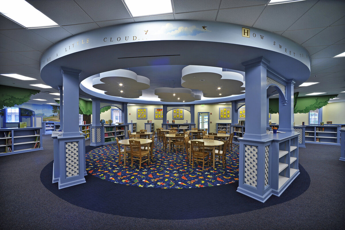 interior view of the library at Savannah Country Day School