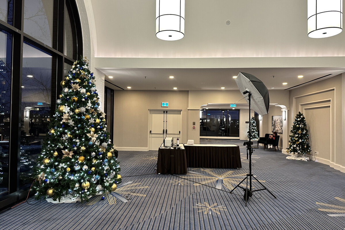 Onsite printing table with printed event photos