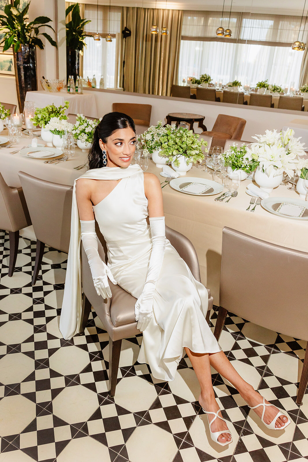 Bride posing at the Cap Estel Reception Room