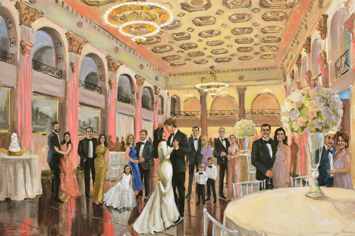 Live Wedding Painting of reception at Capital on Baronne, NOLA