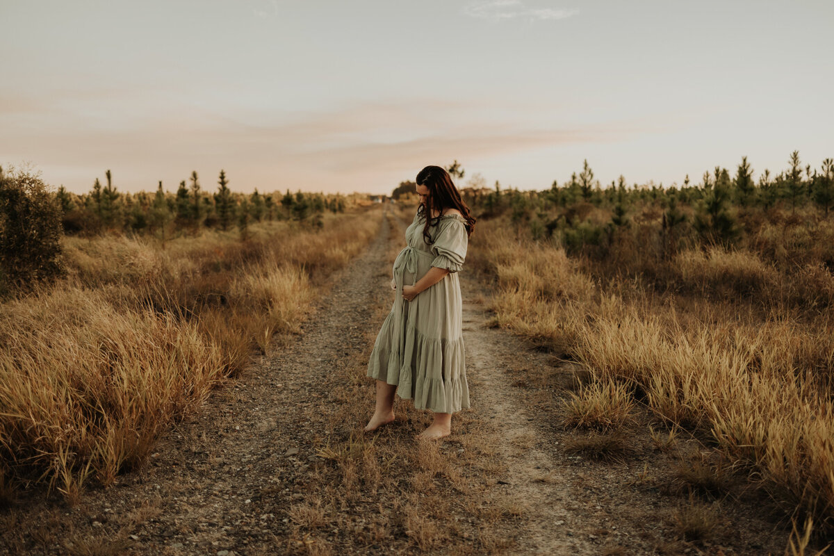 Maternity session on a dirt road