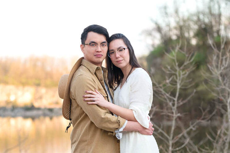 Indiana-elopement-packages-couple-hugging-near-lake