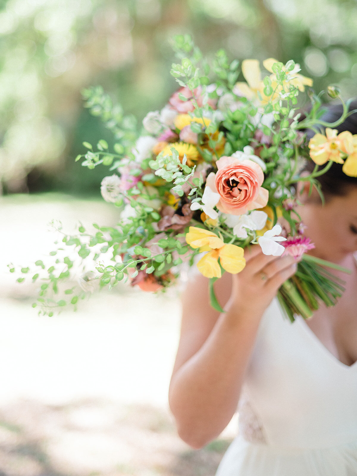 Hilton Head Island Wedding  | Sea Pines Wedding  | Trish Beck Events | Southeast Wedding Planner |  Josh Morehouse Photography  |  Bridal Bouquet Green, Orange and yellow