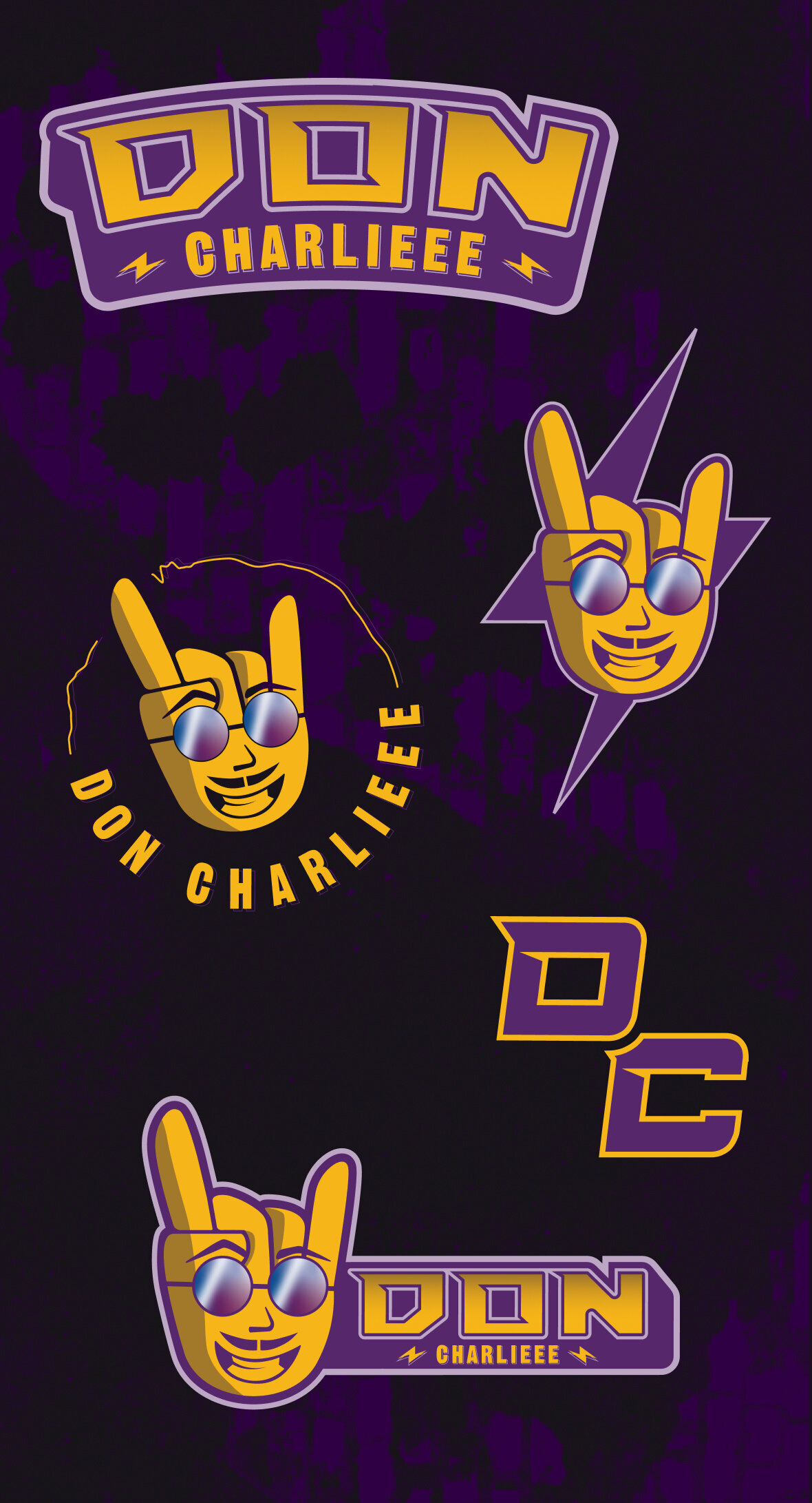 5 logo variations for the brand Don Charlieee.