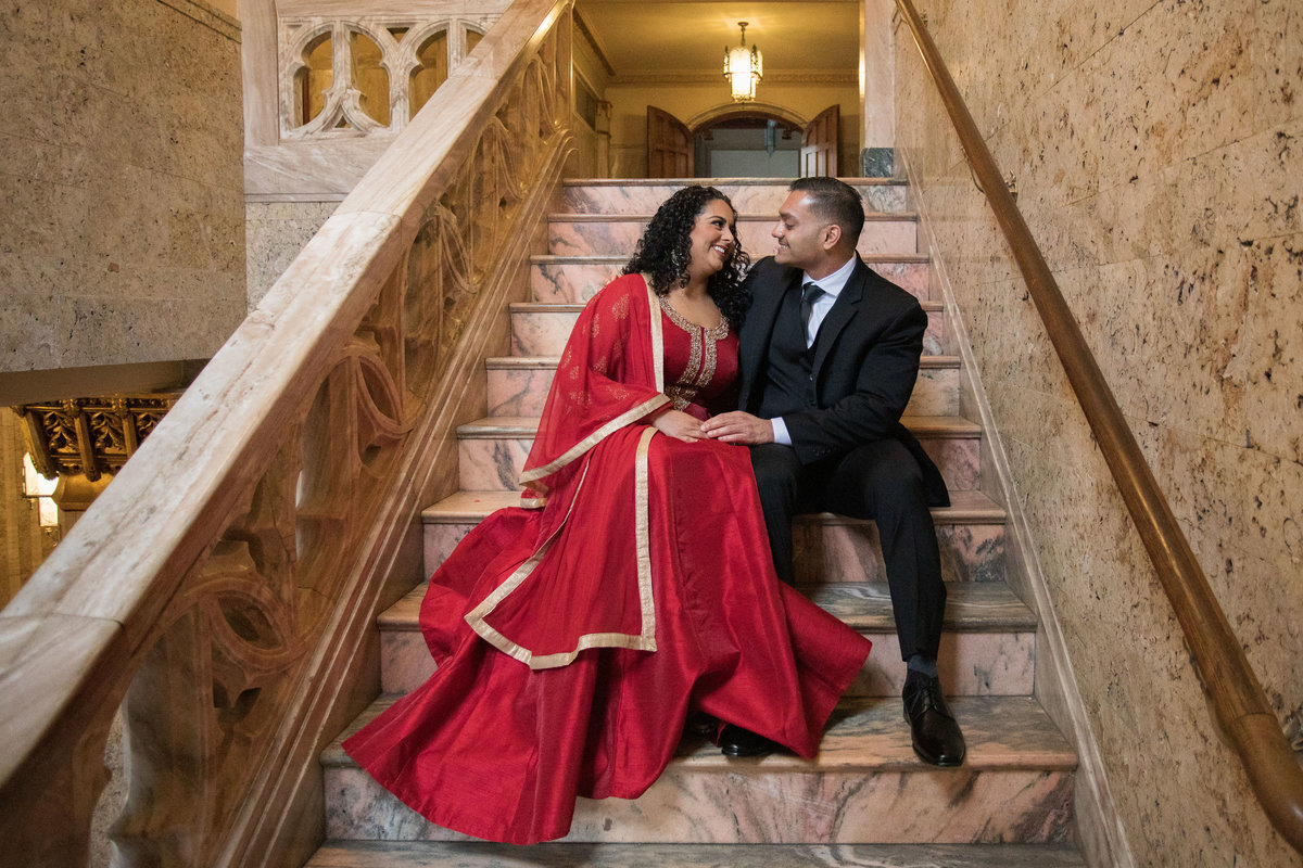 Engaged Indian Couple at Atlanta City Hall