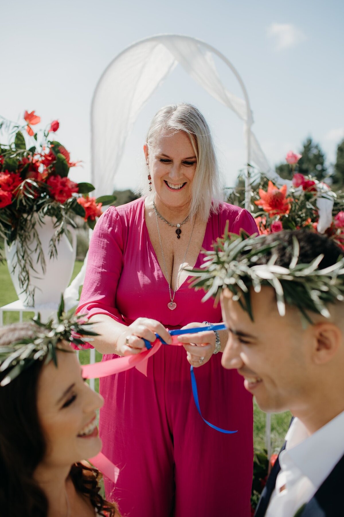 Bride and groom celebrating small wedding NZ