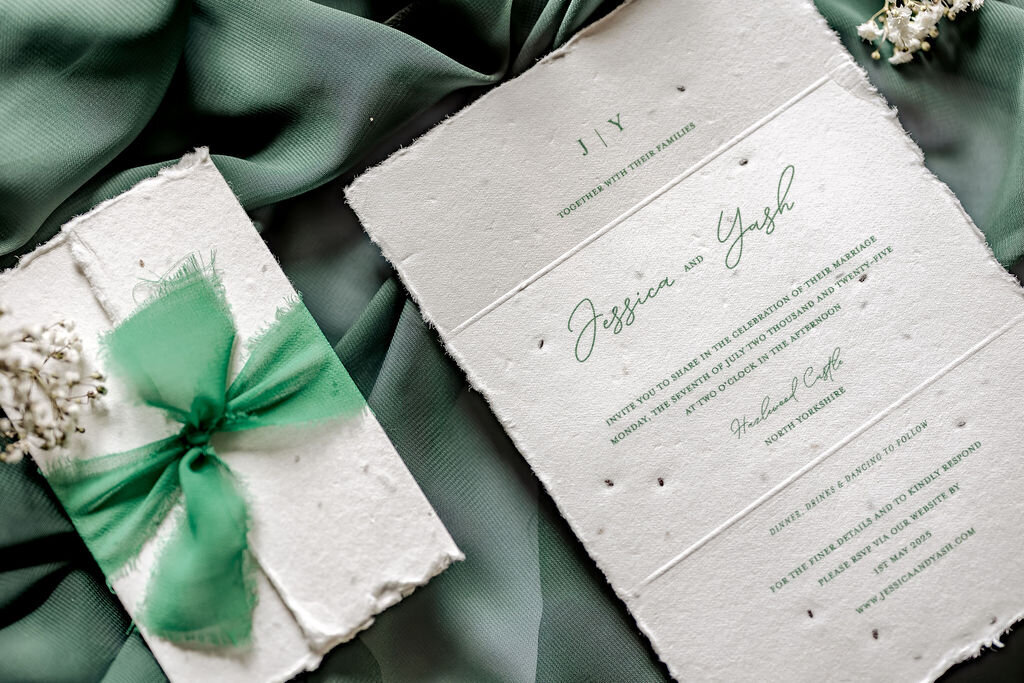 Elegant wedding invitation suite mood board