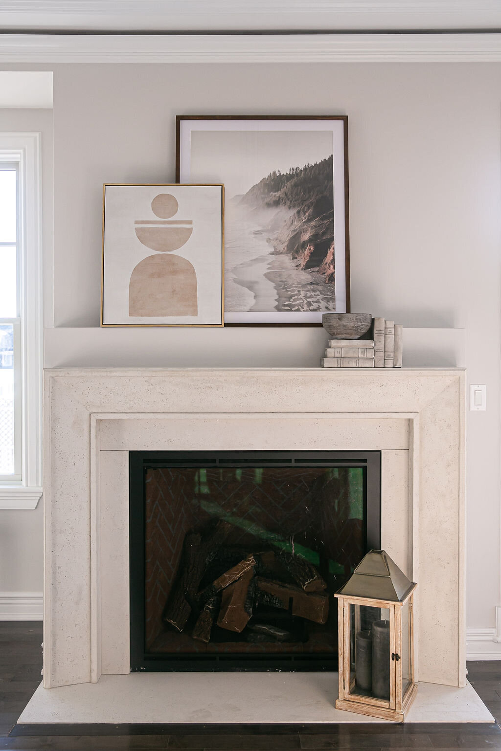 fireplace mantle staging