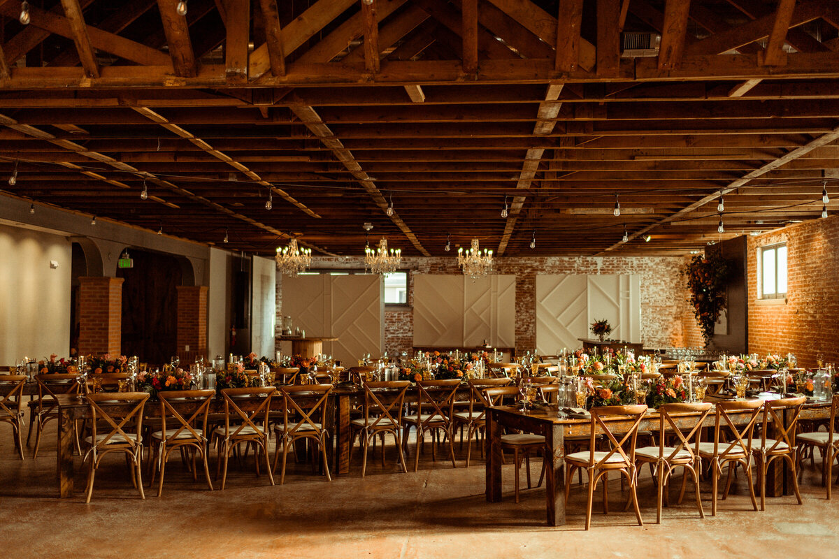 Wedding reception tables at the St vrain, Longmont wedding venue