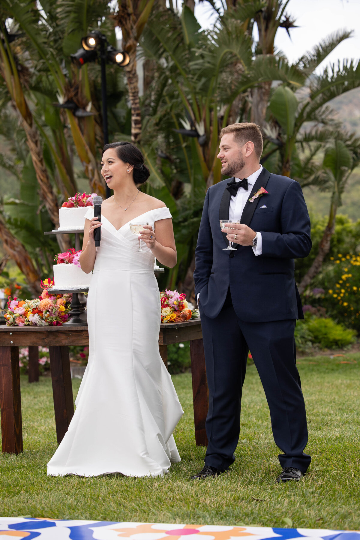 Bride and groom giving a speech