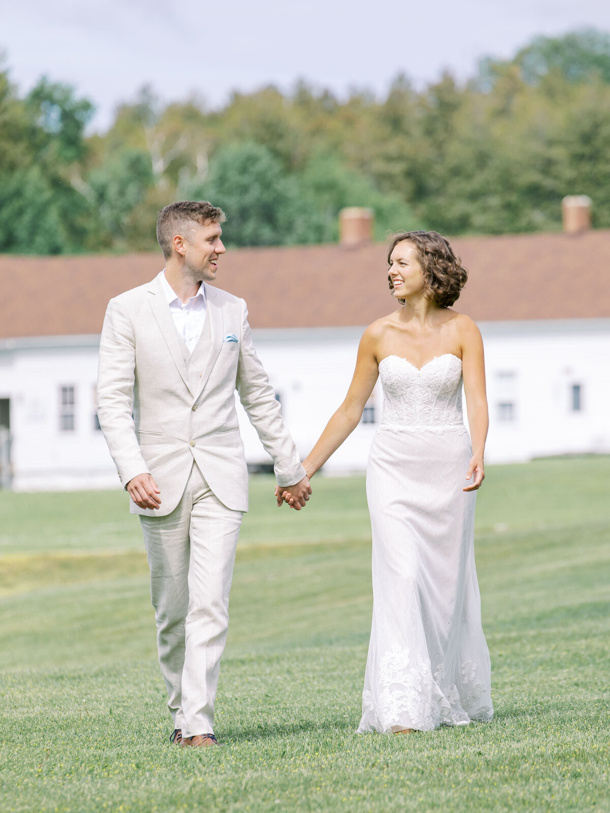 Bride and Groom walking after Ceremony