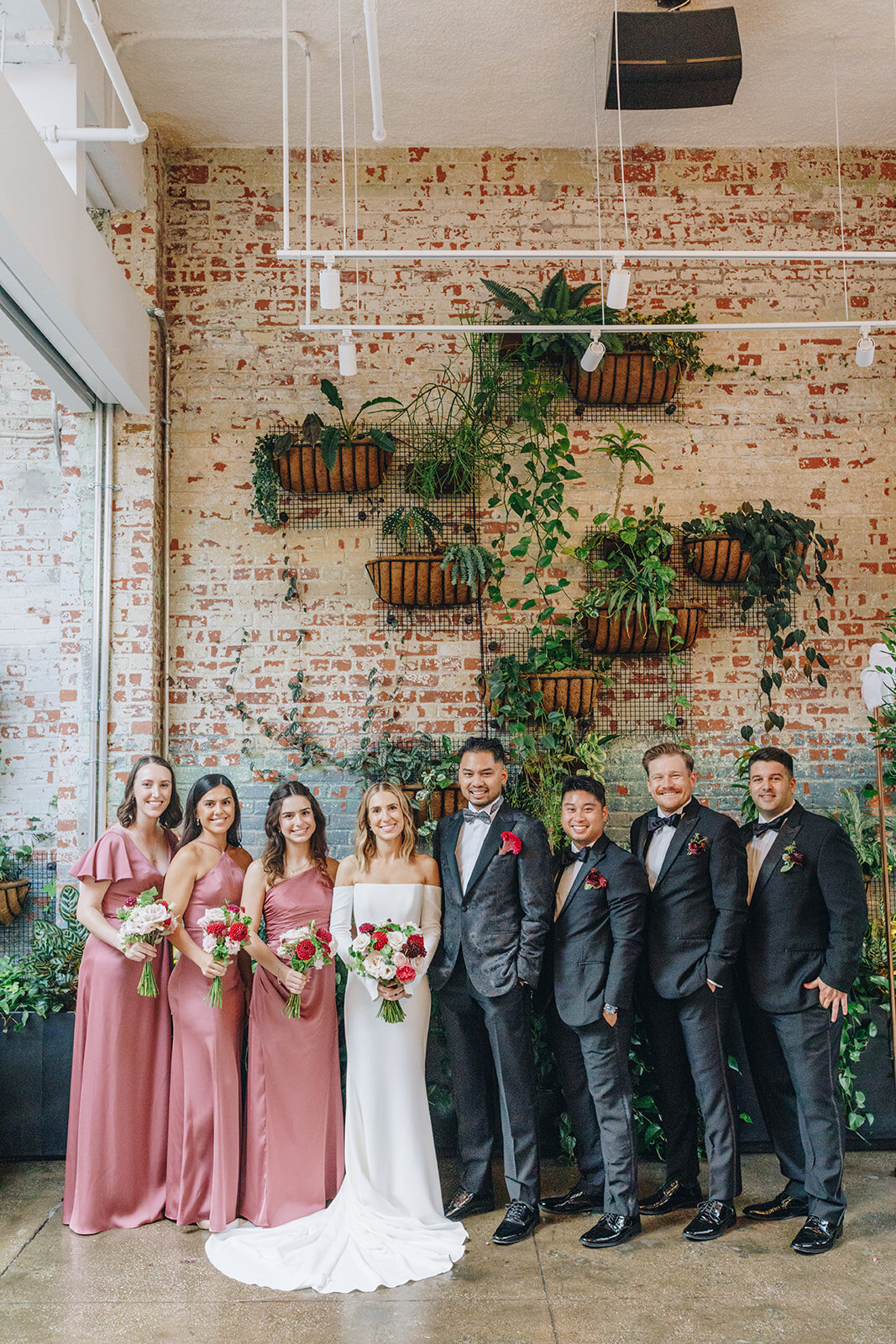 bridal party inside at brooklyn winery
