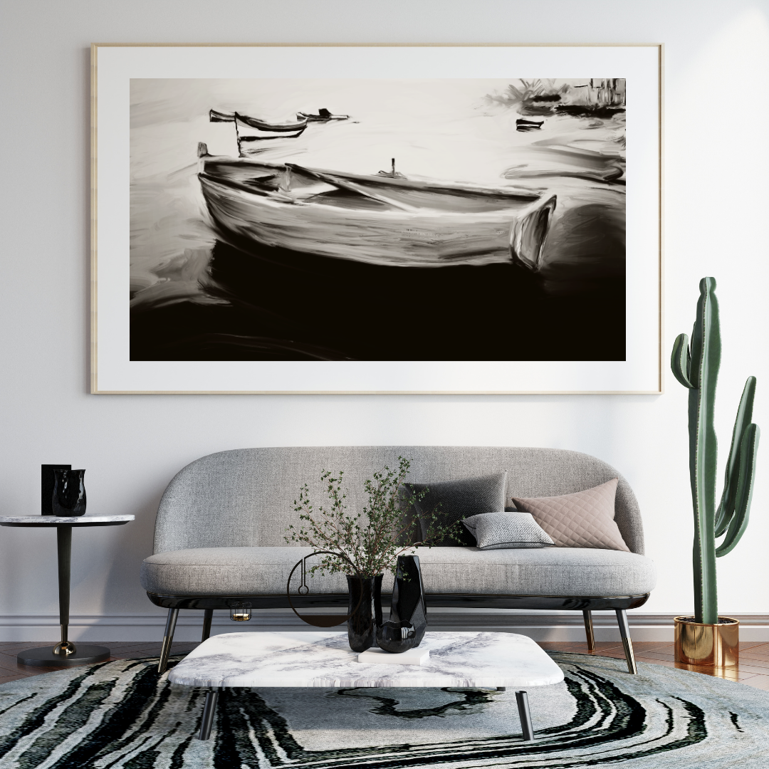 Grey Modern 3D Illustration Wall Frame Mockup Instagram Post