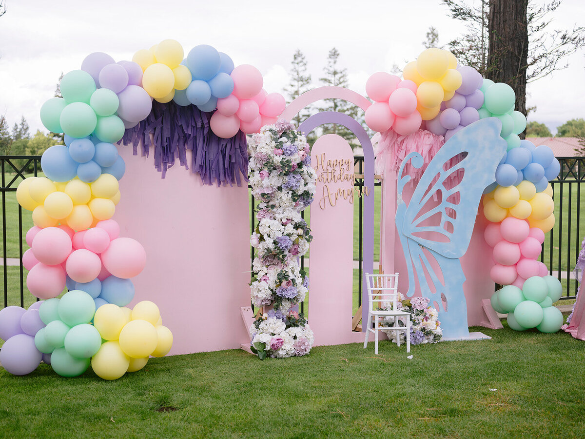 pink-butterfly-balloon-backdrop-wall-girl-birthday-decor-san-francisco-bay-area
