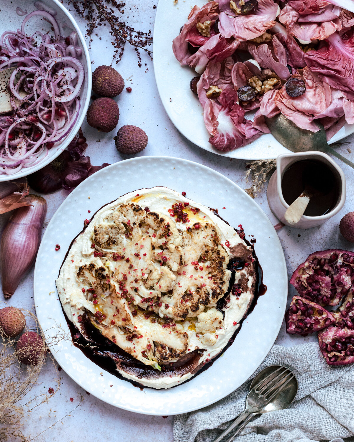 monocrome pink mezze roasted cauliflower