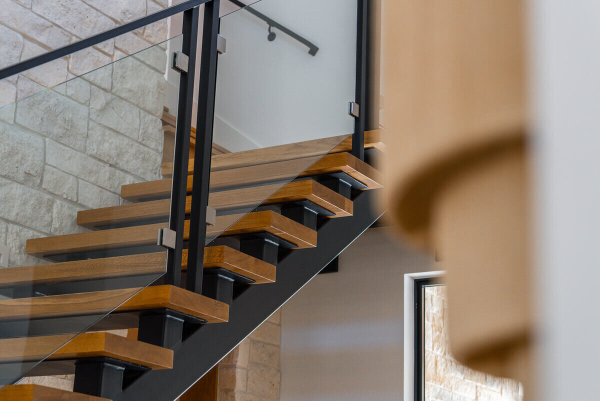 Minimal modern staircase in custom home