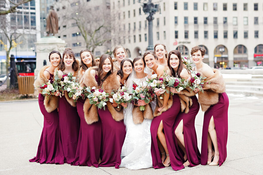 winter bridesmaids