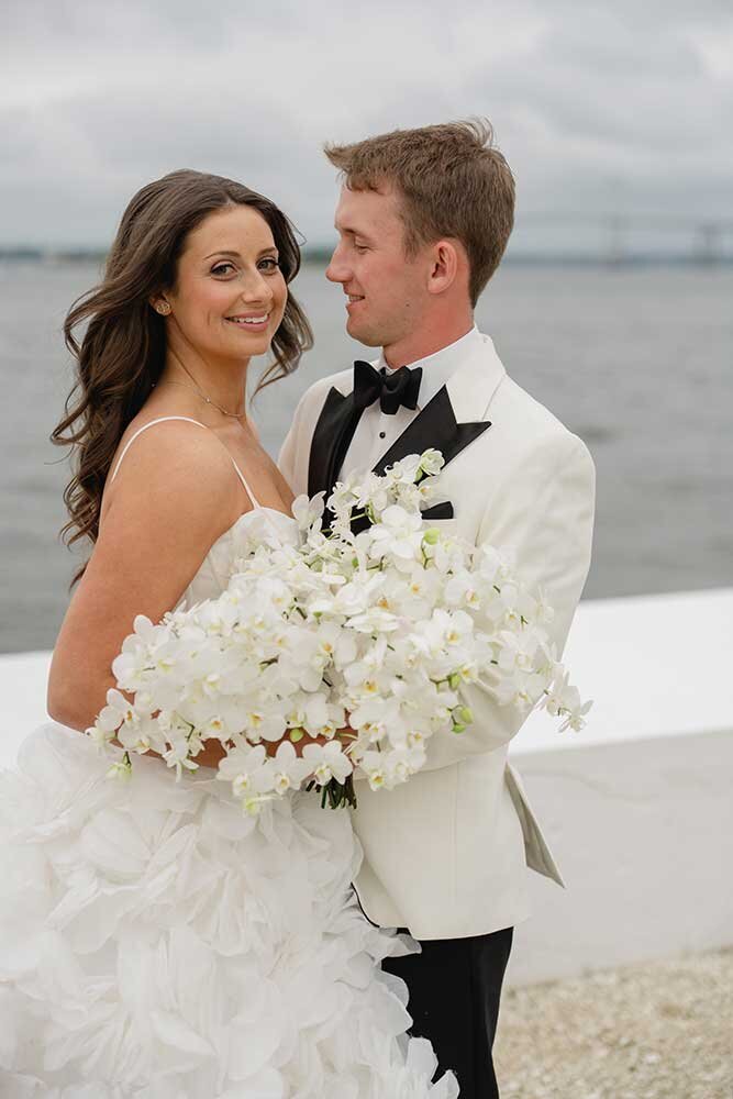 white and prom dresses White Jersey Beaded Sheer Sleeves Slits Customized Prom Gown