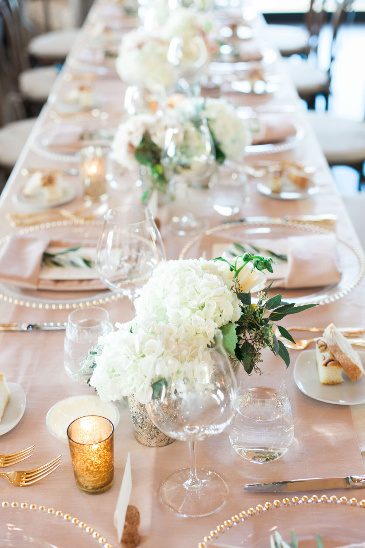 blush and gold wedding tablescape at ponzi winery 