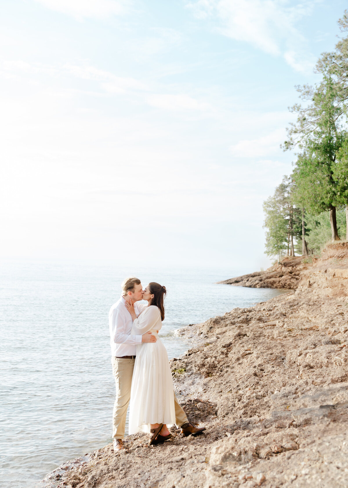 engagement session at presque isle in marquette
