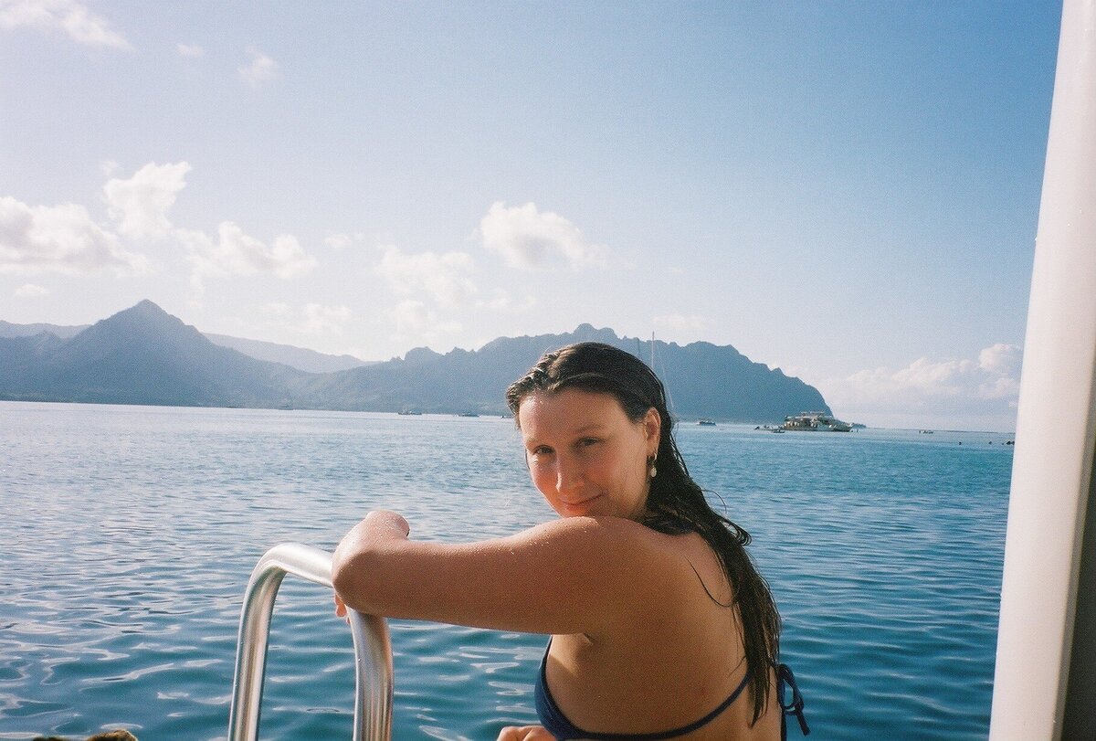 Portraits of summer swimming captured on film by Kate Winters Photography, showcasing joyful and candid moments in an authentic, documentary style.