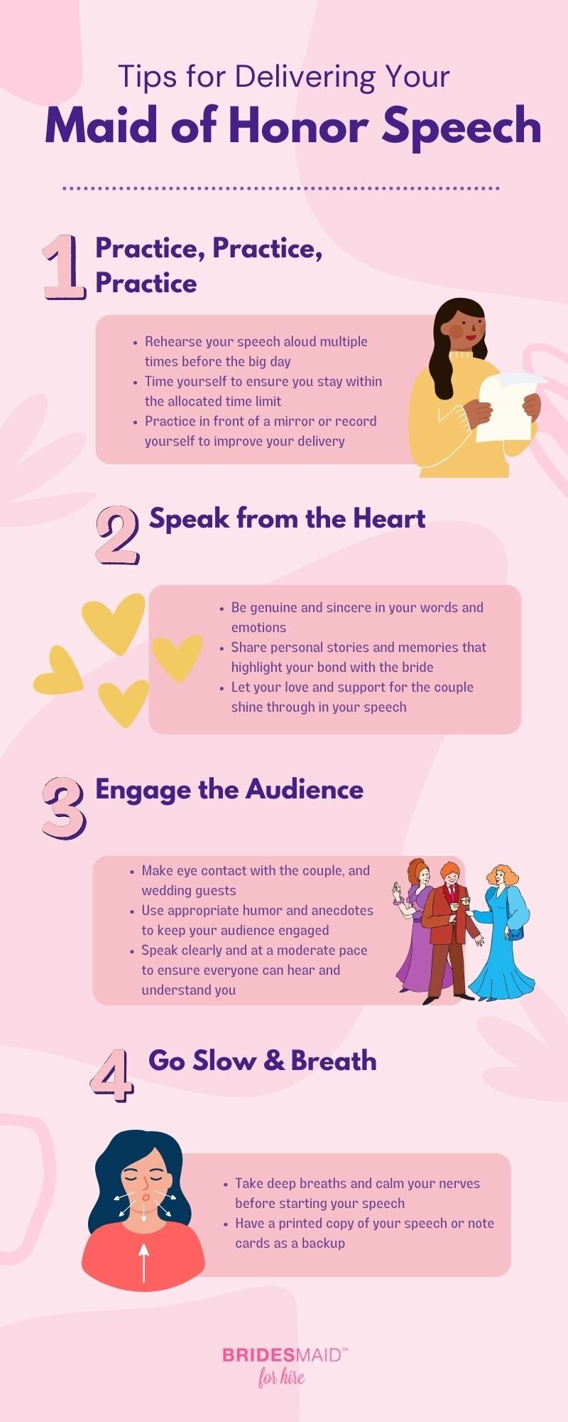 Pastel Pink Illustrative Public Speaking Tips Infographic