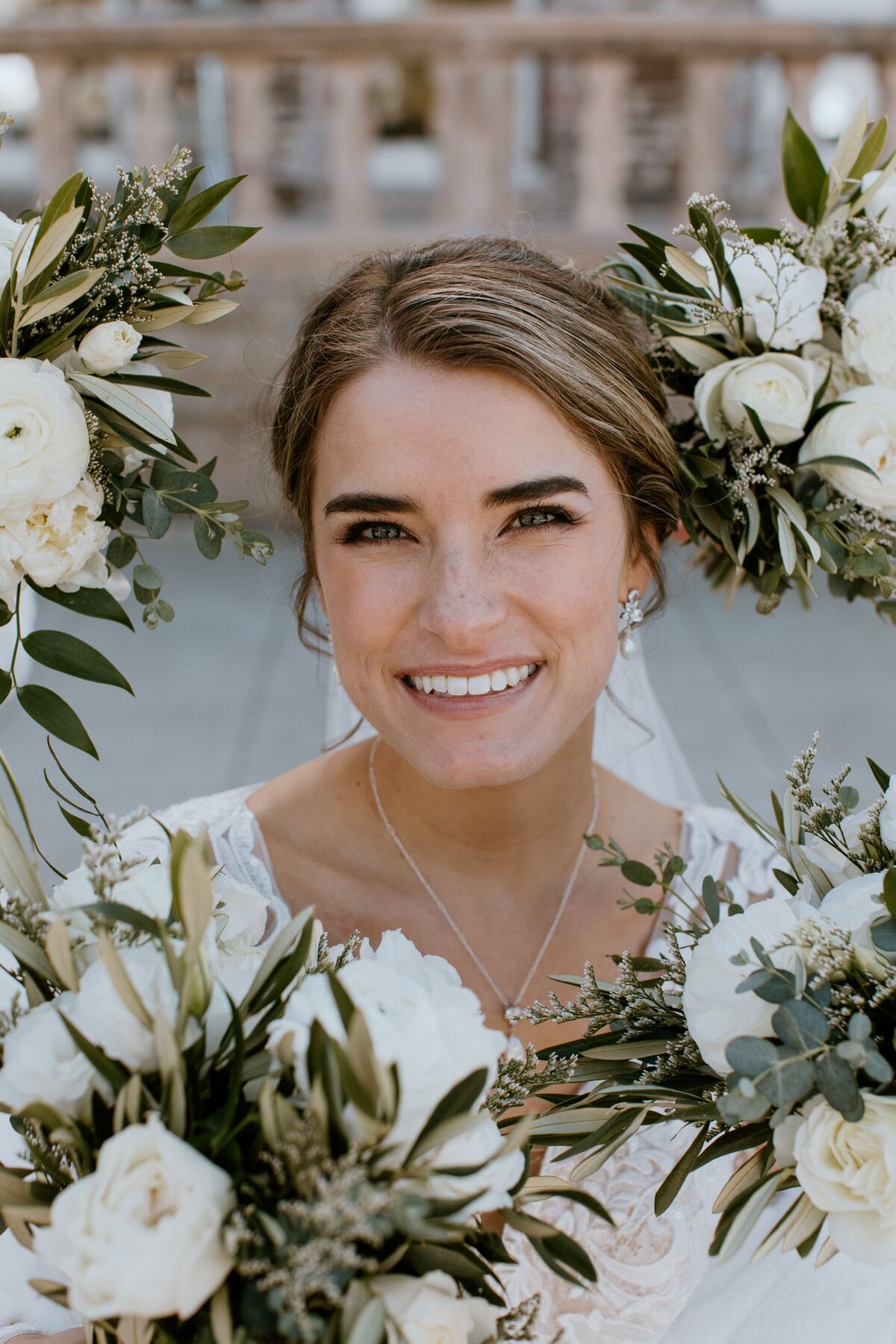 bride with flowers