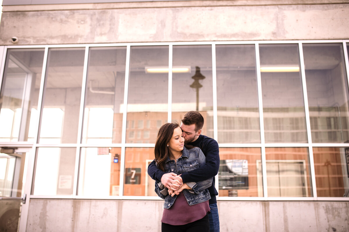 Rooftop Downtown City Engagement Session Indianapolis