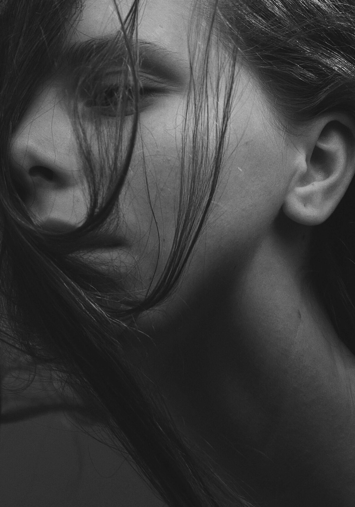 Monochrome Photography of a Woman  Portrait