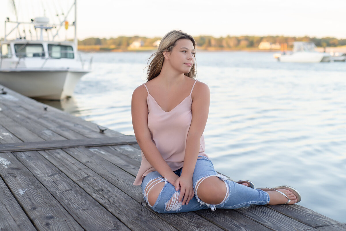 Senior Portraits in Wells Maine at the Harbor