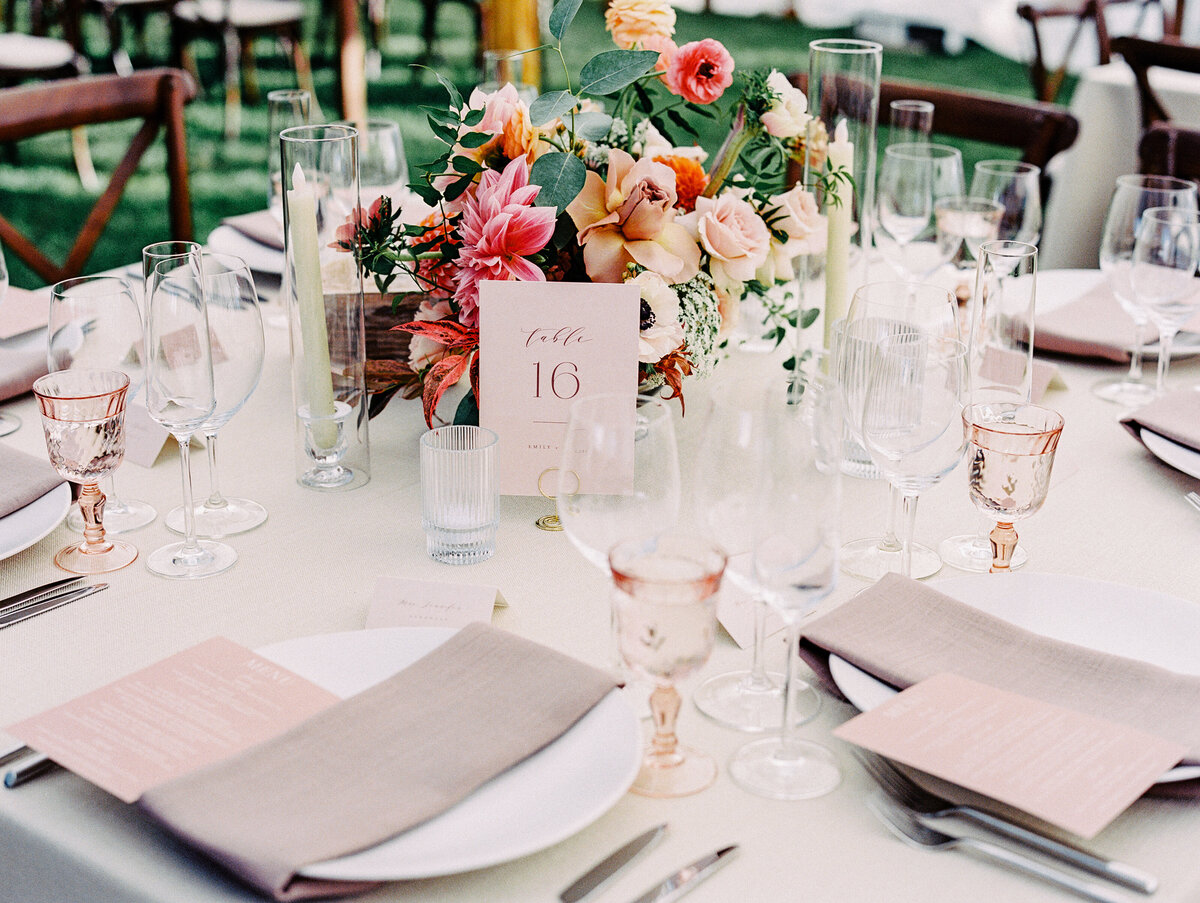 wedding table place settings at The Inn at Burklyn wedding