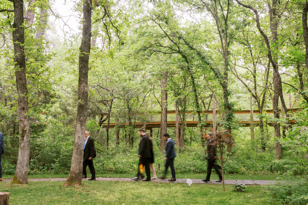 guests-walking-to-forest-wedding-merrick-hollow