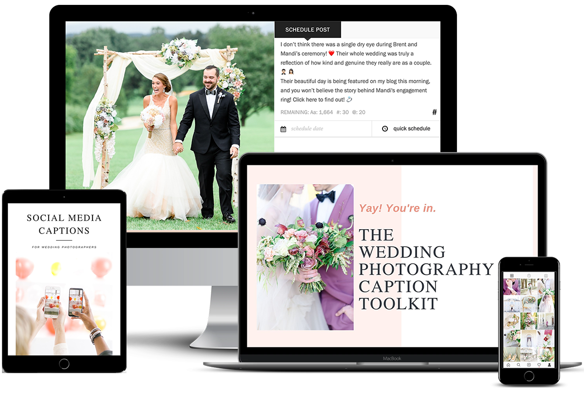 Customizable Captions Templates for Wedding Photographers