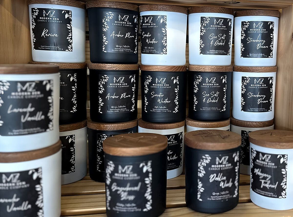 modern zen candle company candles on shelf