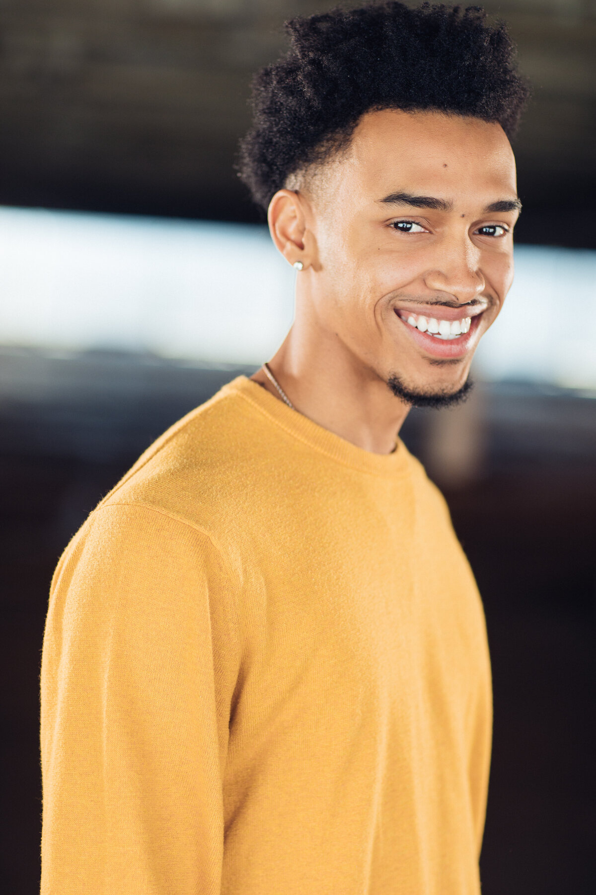 Young Man Wearing Yellow Sweater Headshot in LA