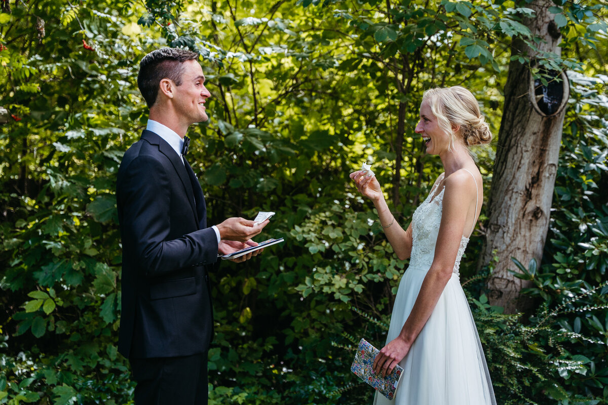 vegan wedding ceremony on natural pond dock