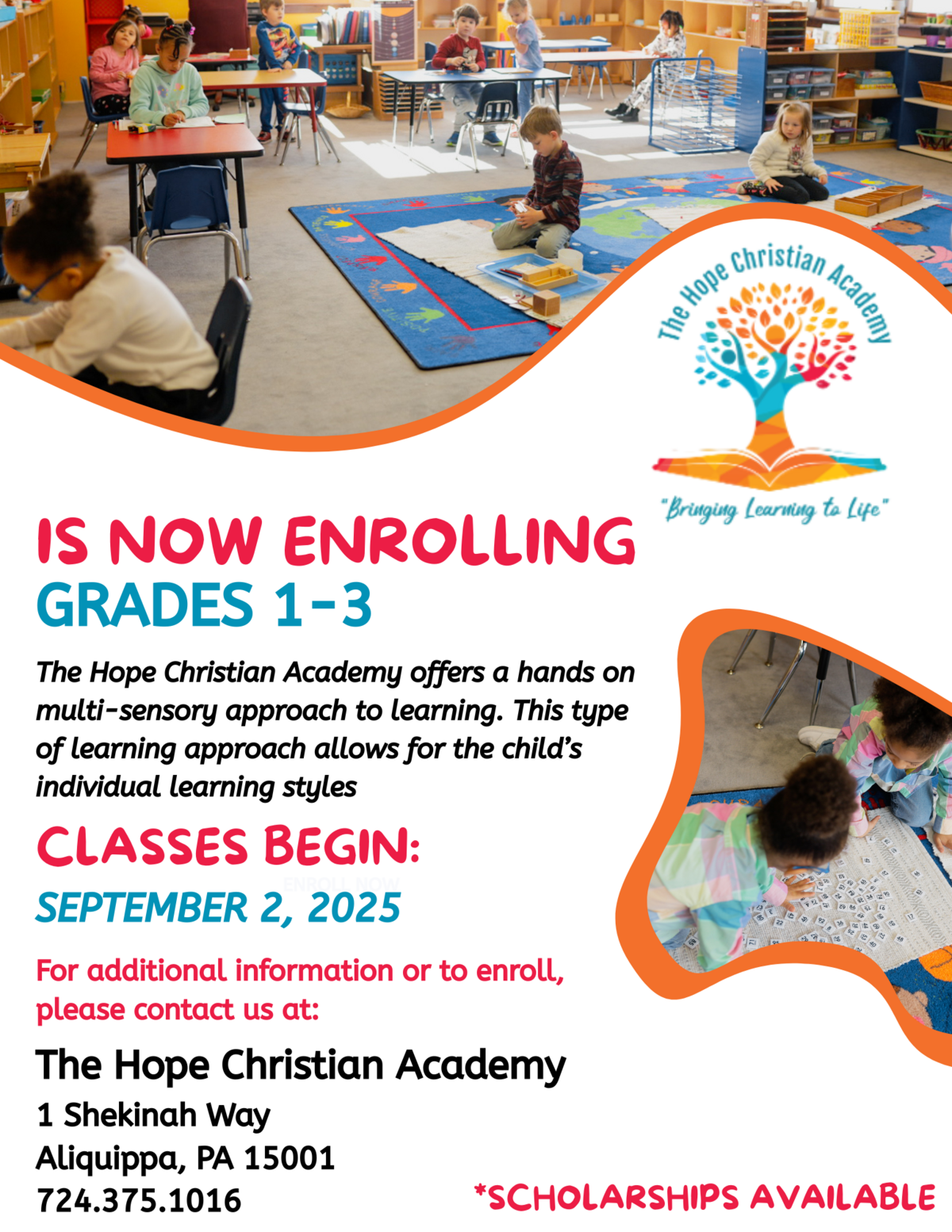 White and Purple Modern Preschool Enrollment Flyer