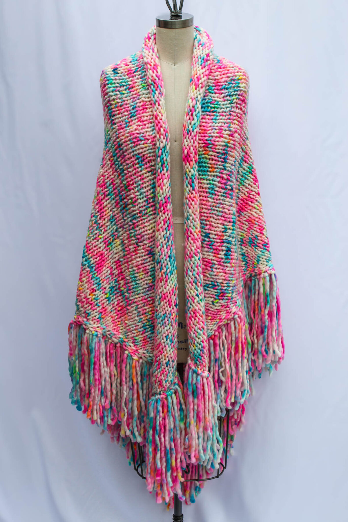 hand knit shawl front