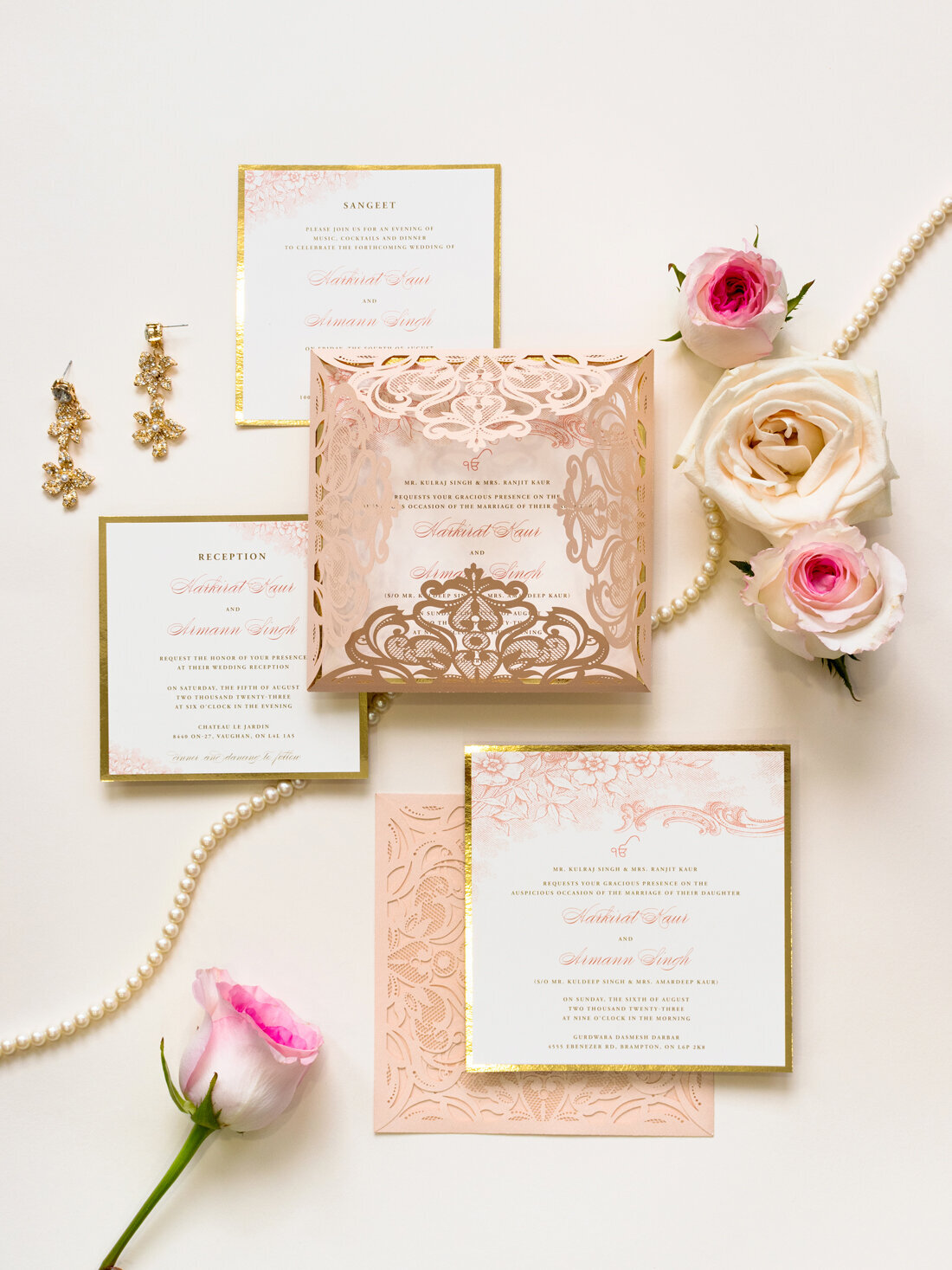 G Designers Blush Laser Cut Sikh Wedding Invitation 5