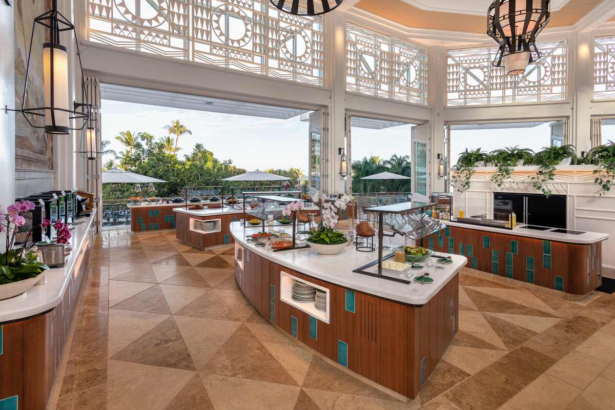 The 'Ikena restaurant's newly remodeled buffet station at the Grand Wailea's 'Ikena restaurant.